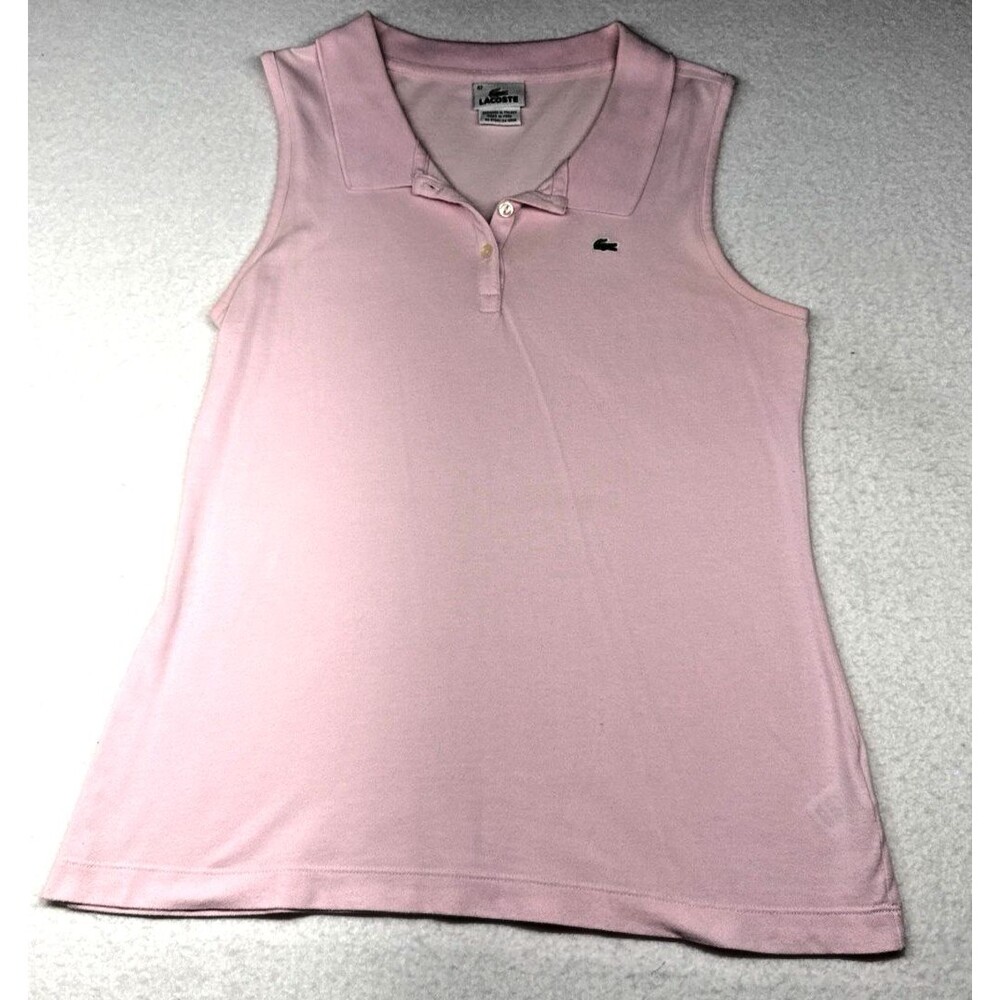 Lacoste Womens 42 Pink Sleeveless Polo Shirt Cotton Stretch Golf Tennis 5321L